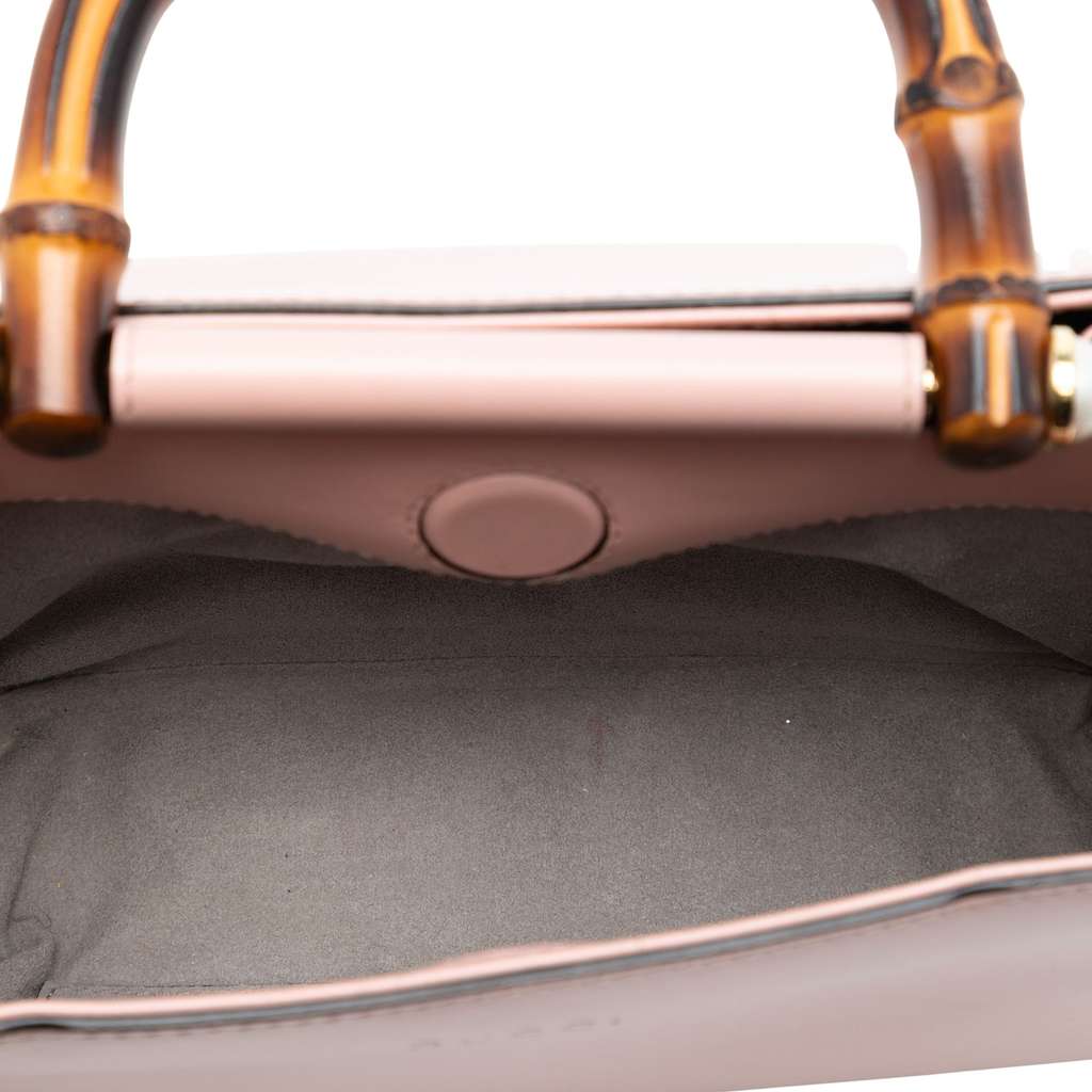 Gucci Mini Leather Bamboo Nymphaea Satchel Pink Leather Good condition - Model View