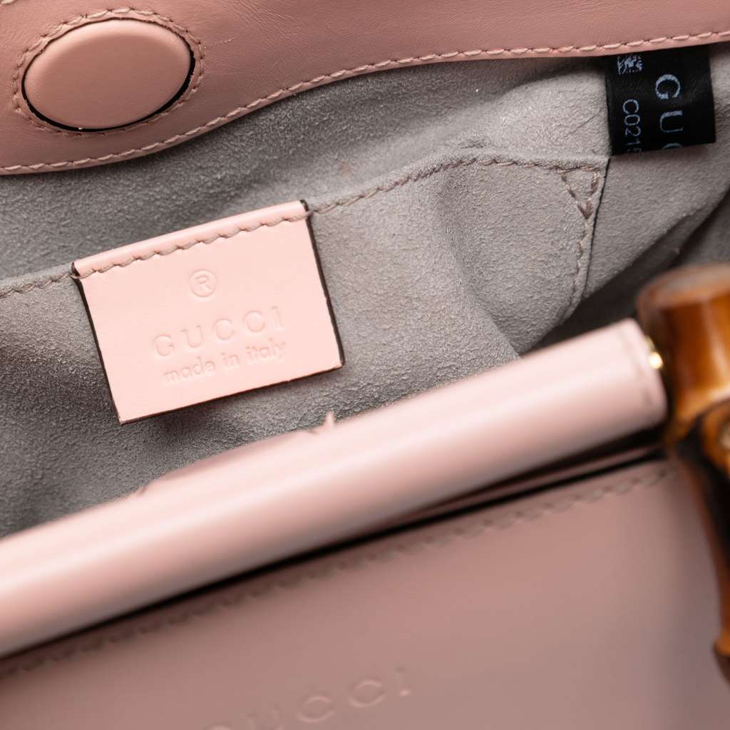 Gucci Mini Leather Bamboo Nymphaea Satchel Pink Leather Good condition - Box View