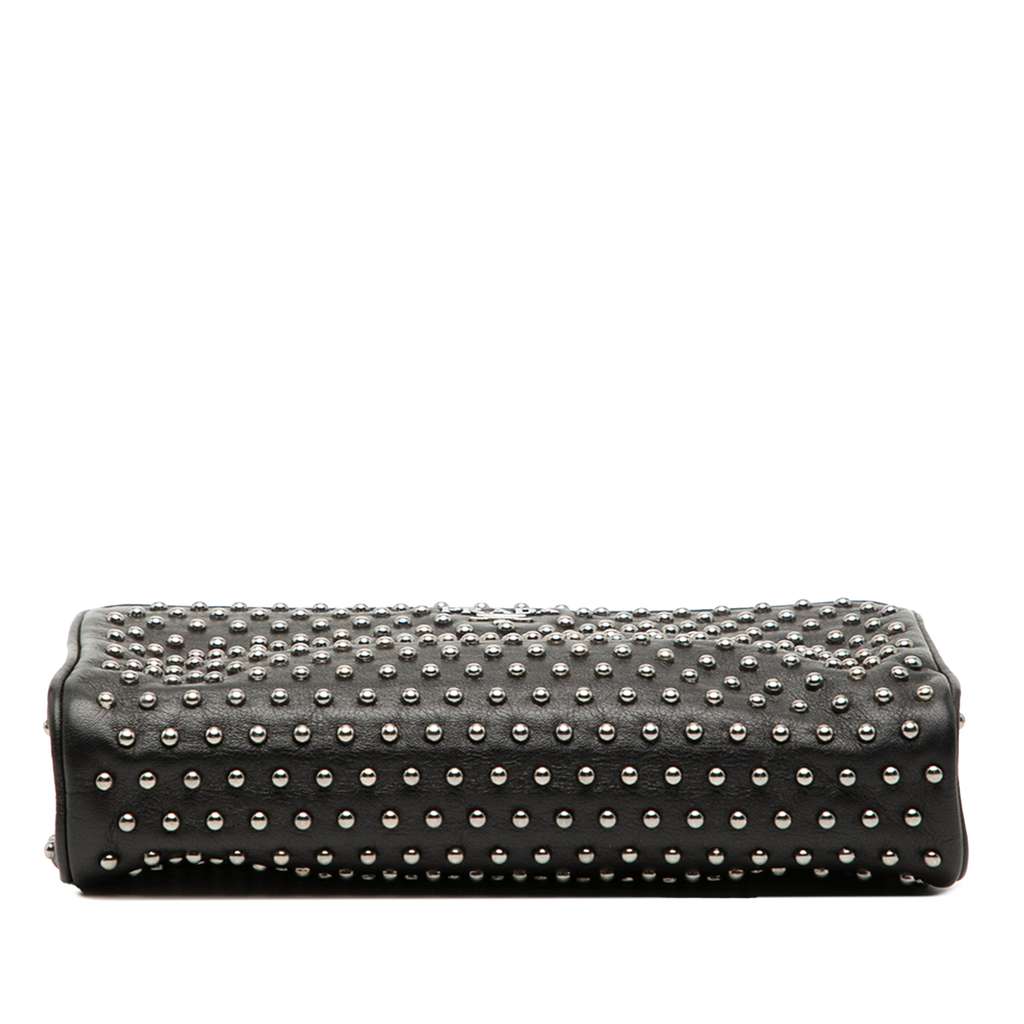 Prada Studded Leather Clasp Clutch Black Leather Good condition - Inside View