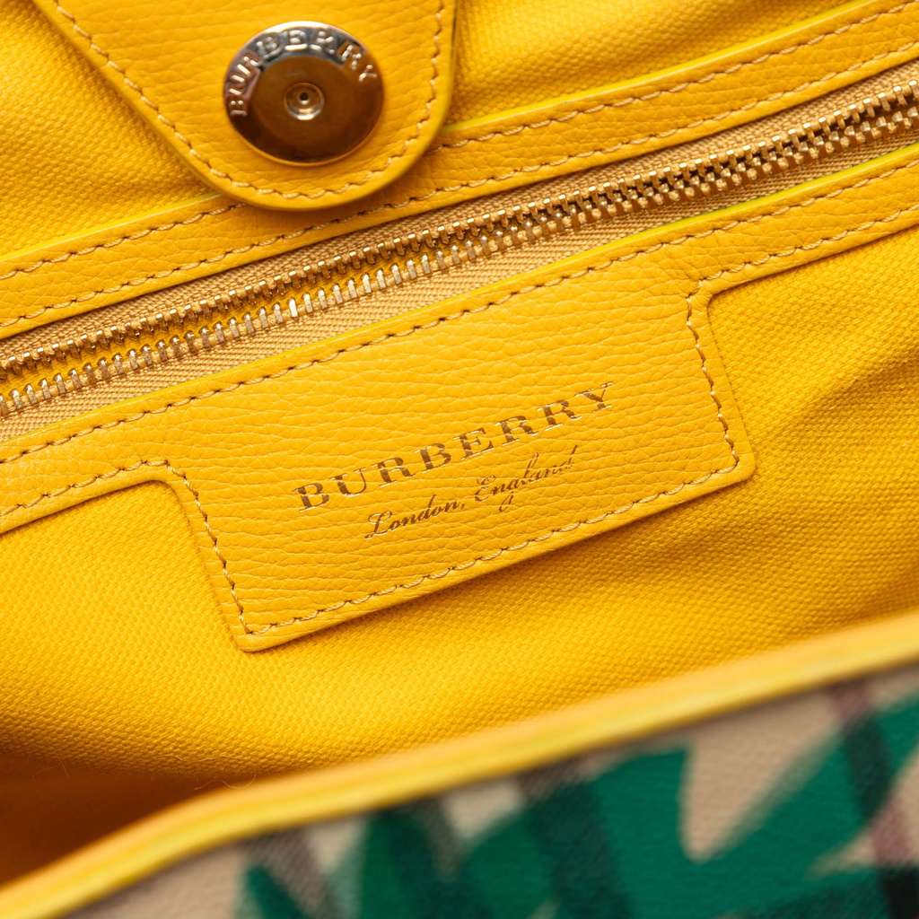 Burberry Small Haymarket Check Floral Print Coated Canvas Canterbury Tote Brown Canvas Good condition - Box View