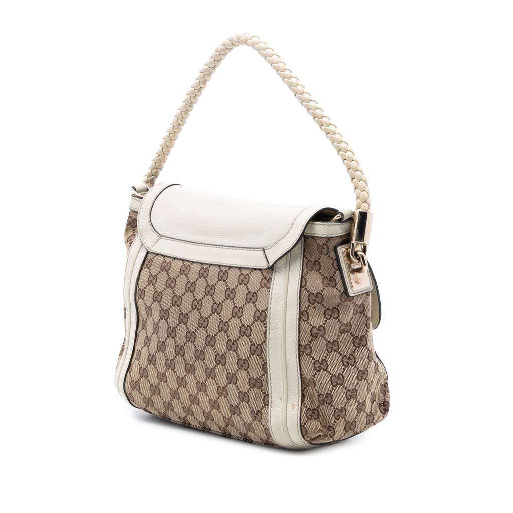 Gucci GG Canvas Bella Flap Satchel Brown Canvas Good condition - Back View