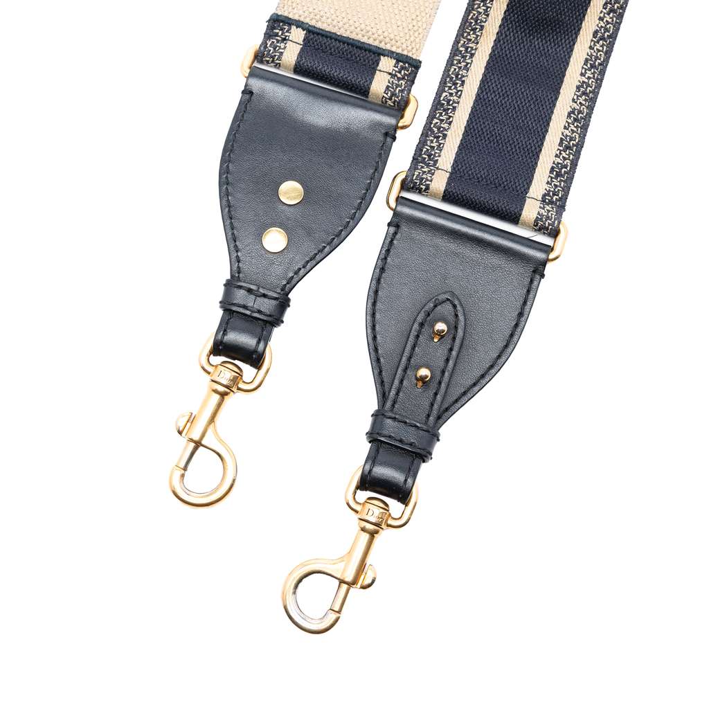 Dior Embroidered Canvas Bag Strap Blue Canvas Good condition - Box View