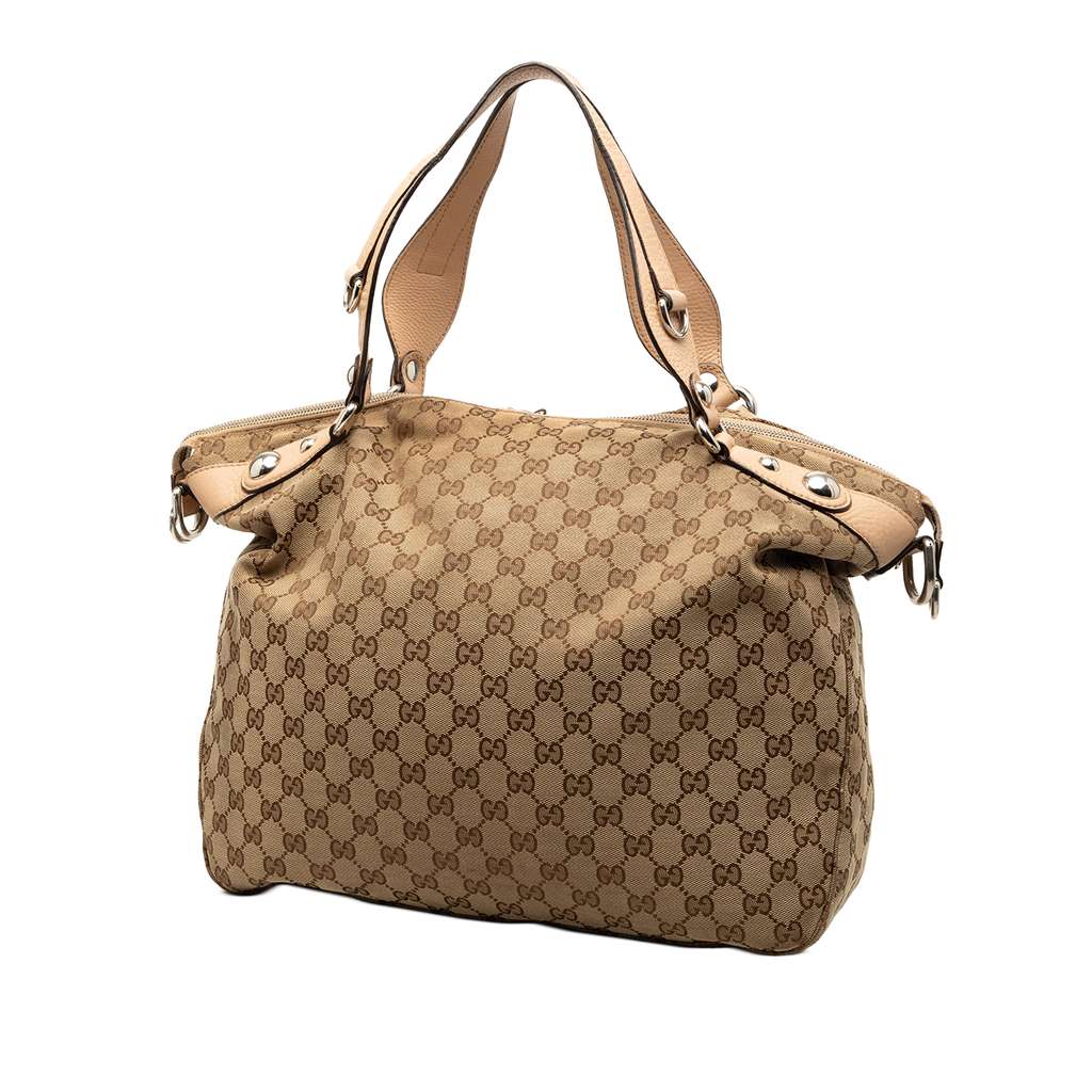 Gucci Large GG Canvas Icon Bit Satchel Brown Canvas Good condition - Back View