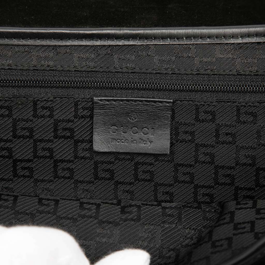 Gucci Suede Tiger Head Shoulder Bag Black Leather Good condition - Box View