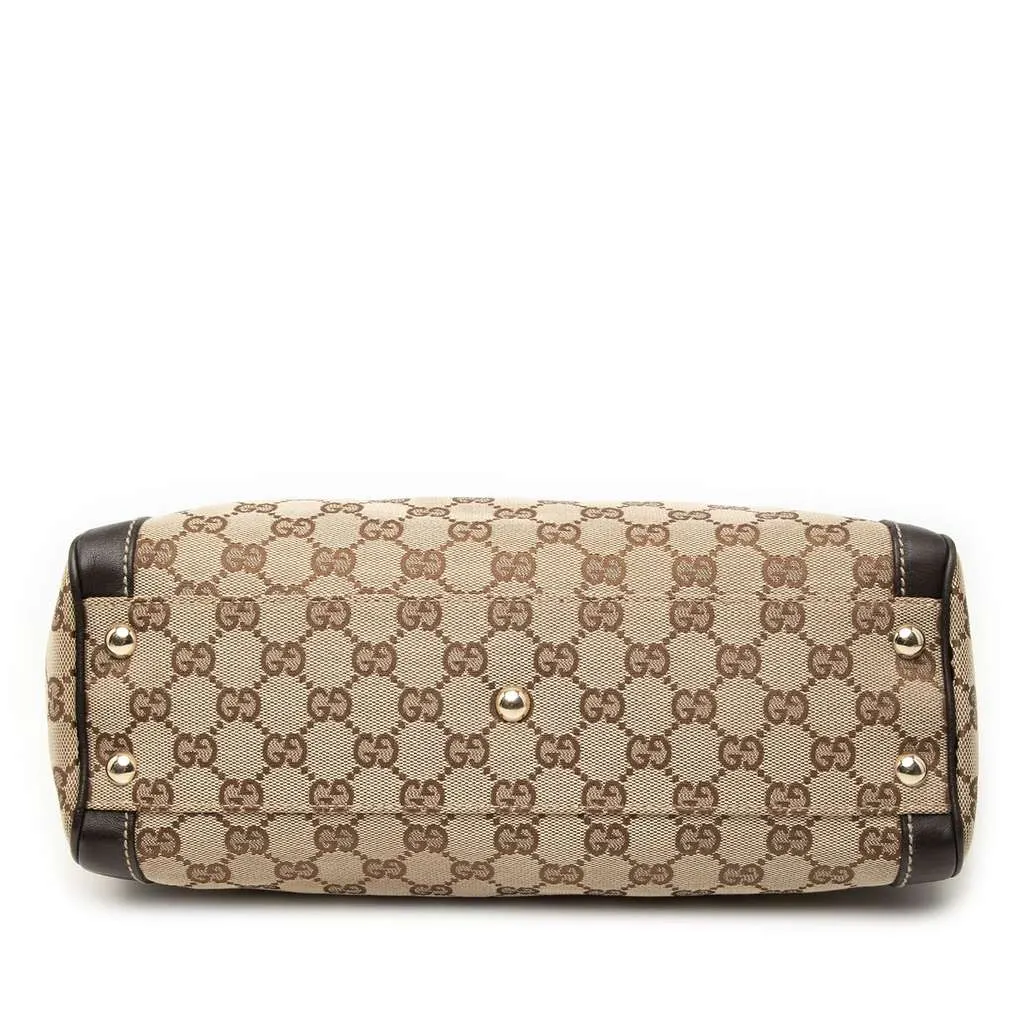 Gucci GG Canvas Trophy Tote Brown Canvas Good - Inside View