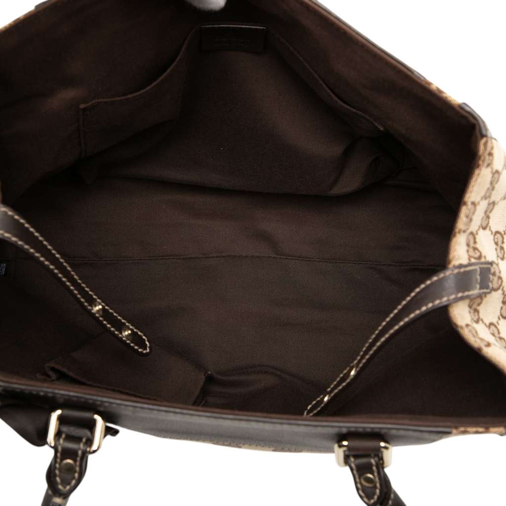Gucci GG Canvas Trophy Tote Brown Canvas Fair condition - Model View