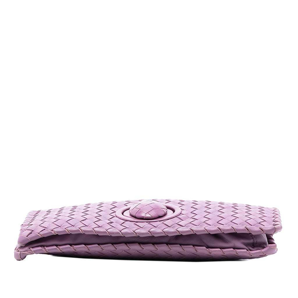 Bottega Veneta Nappa Intrecciato Turn Lock Clutch Purple Leather Good condition - Inside View
