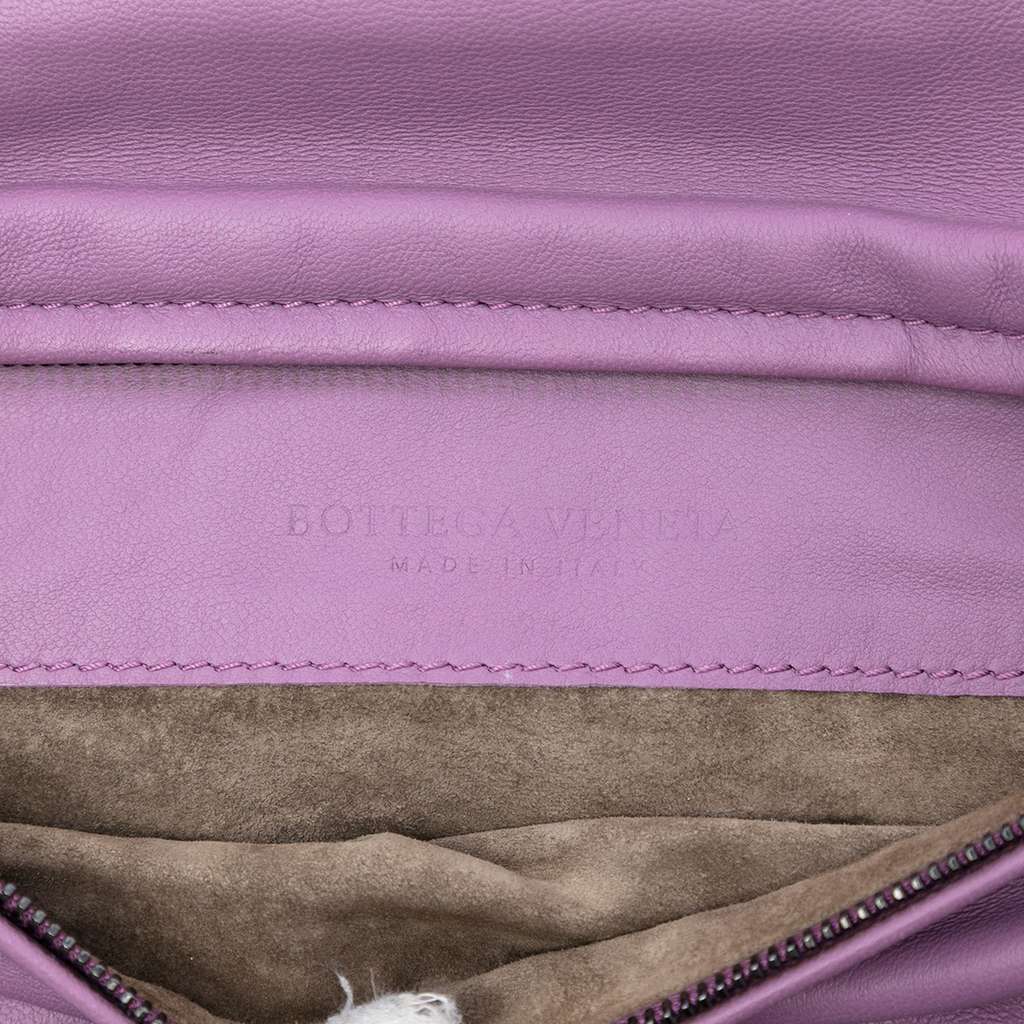 Bottega Veneta Nappa Intrecciato Turn Lock Clutch Purple Leather Good condition - Box View