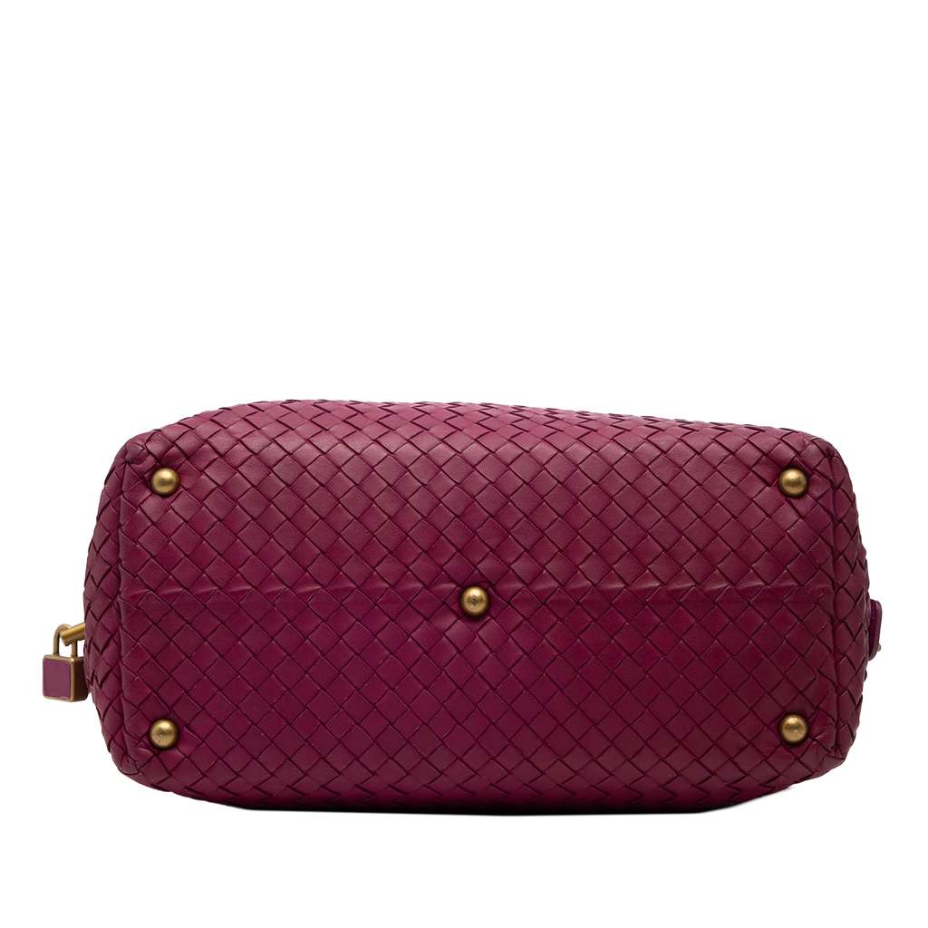 Bottega Veneta Nappa Intrecciato Montaigne Boston Bag Purple Leather Fair condition - Inside View