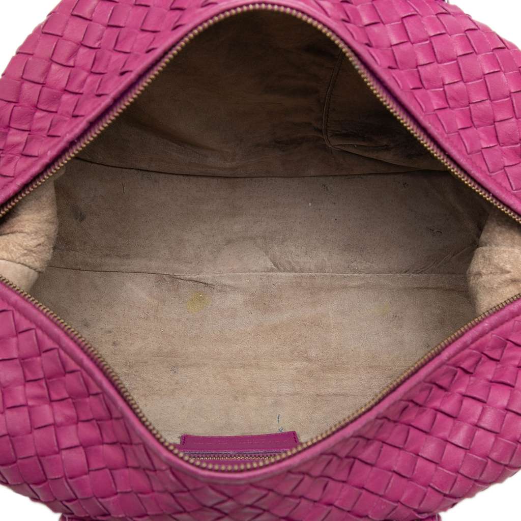 Bottega Veneta Nappa Intrecciato Montaigne Boston Bag Purple Leather Fair condition - Model View