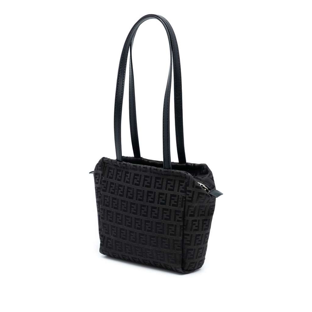 Fendi Mini Zucchino Canvas Handbag Black Canvas Good condition - Back View