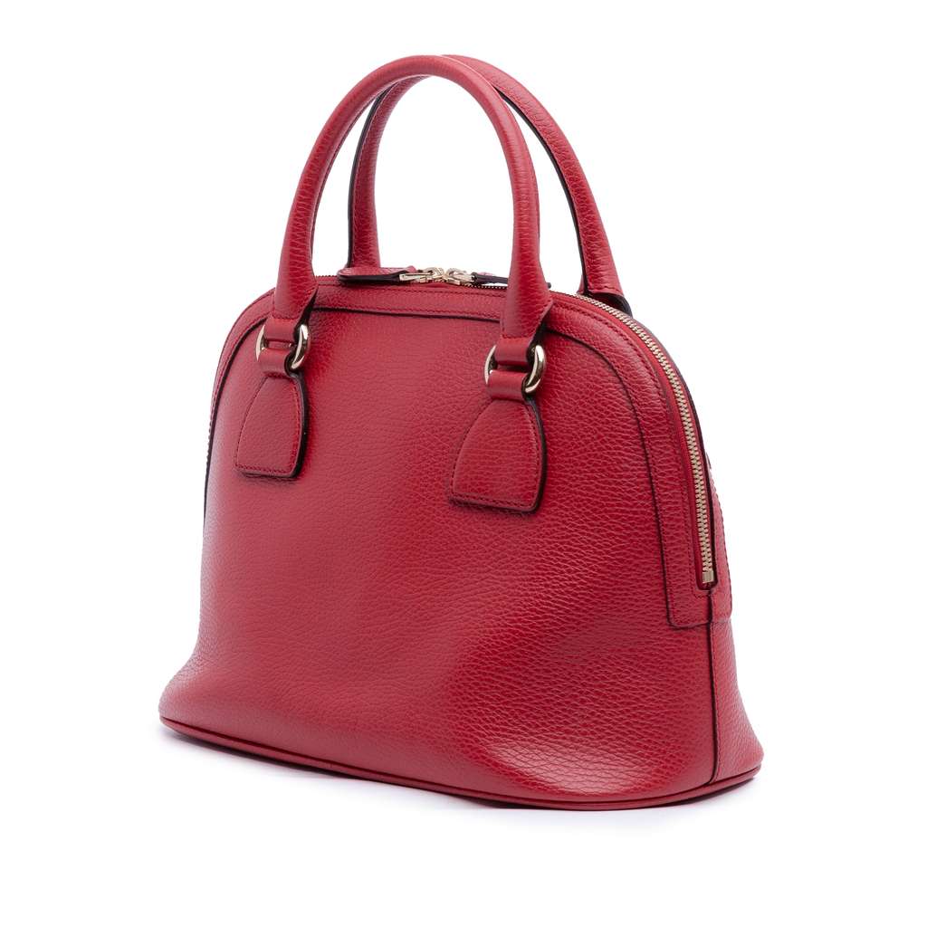 Gucci Small Dollar Calfskin GG Charm Dome Satchel Red Leather Good condition - Back View
