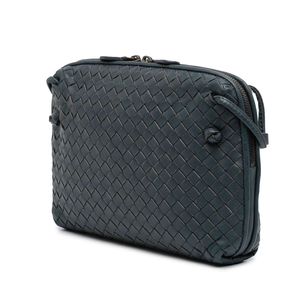Bottega Veneta Nappa Intrecciato Nodini Crossbody Blue Leather Good condition - Back View