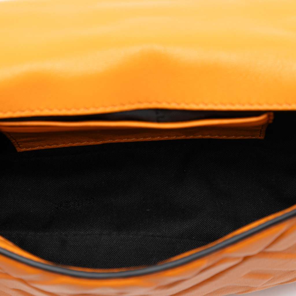 Fendi Mini Zucca Embossed Leather Baguette Satchel Orange Leather Good condition - Model View