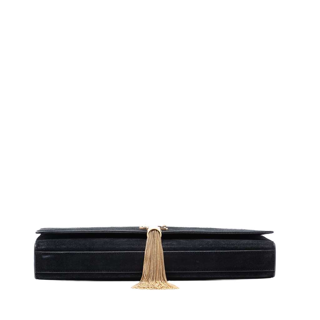 Saint Laurent Suede Monogram Kate Tassel Clutch Black Leather Good condition - Inside View