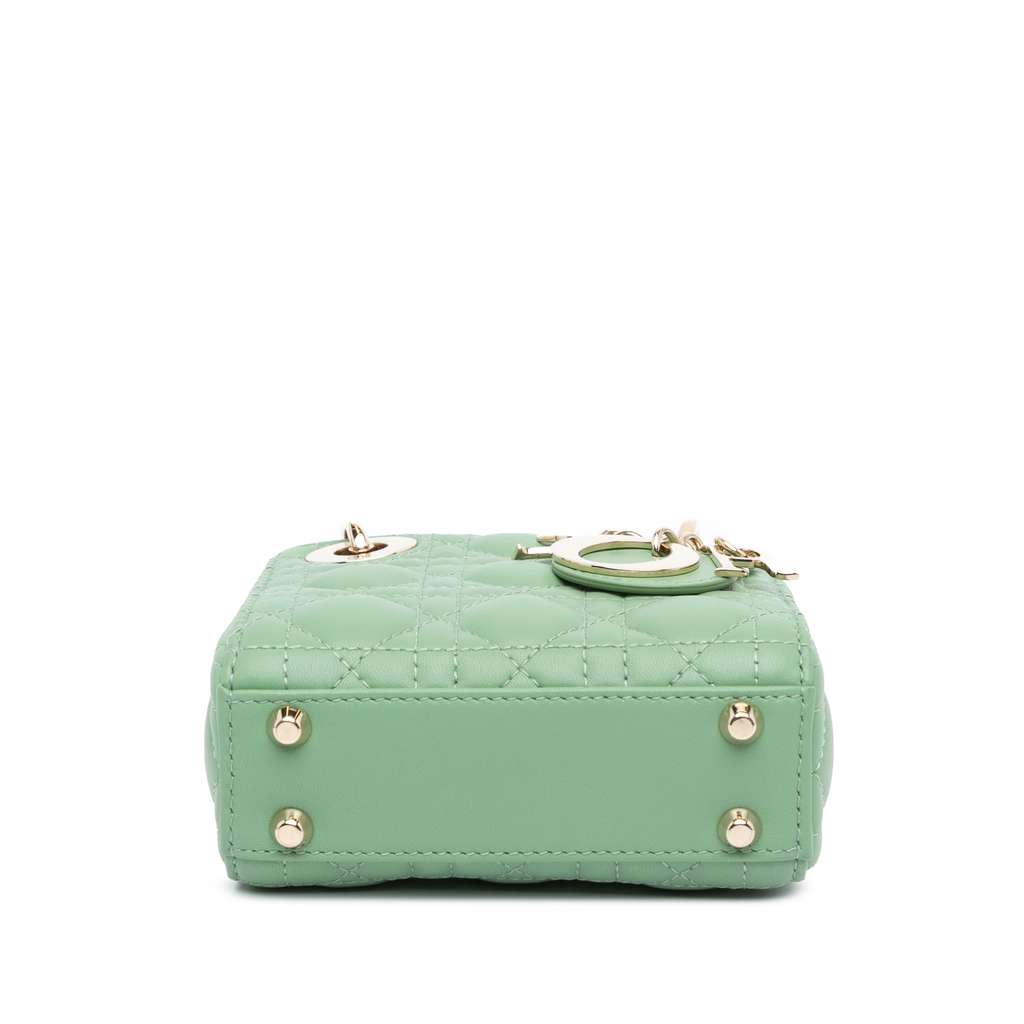 Dior Micro Lambskin Cannage Lady Dior Green Leather Good condition - Inside View