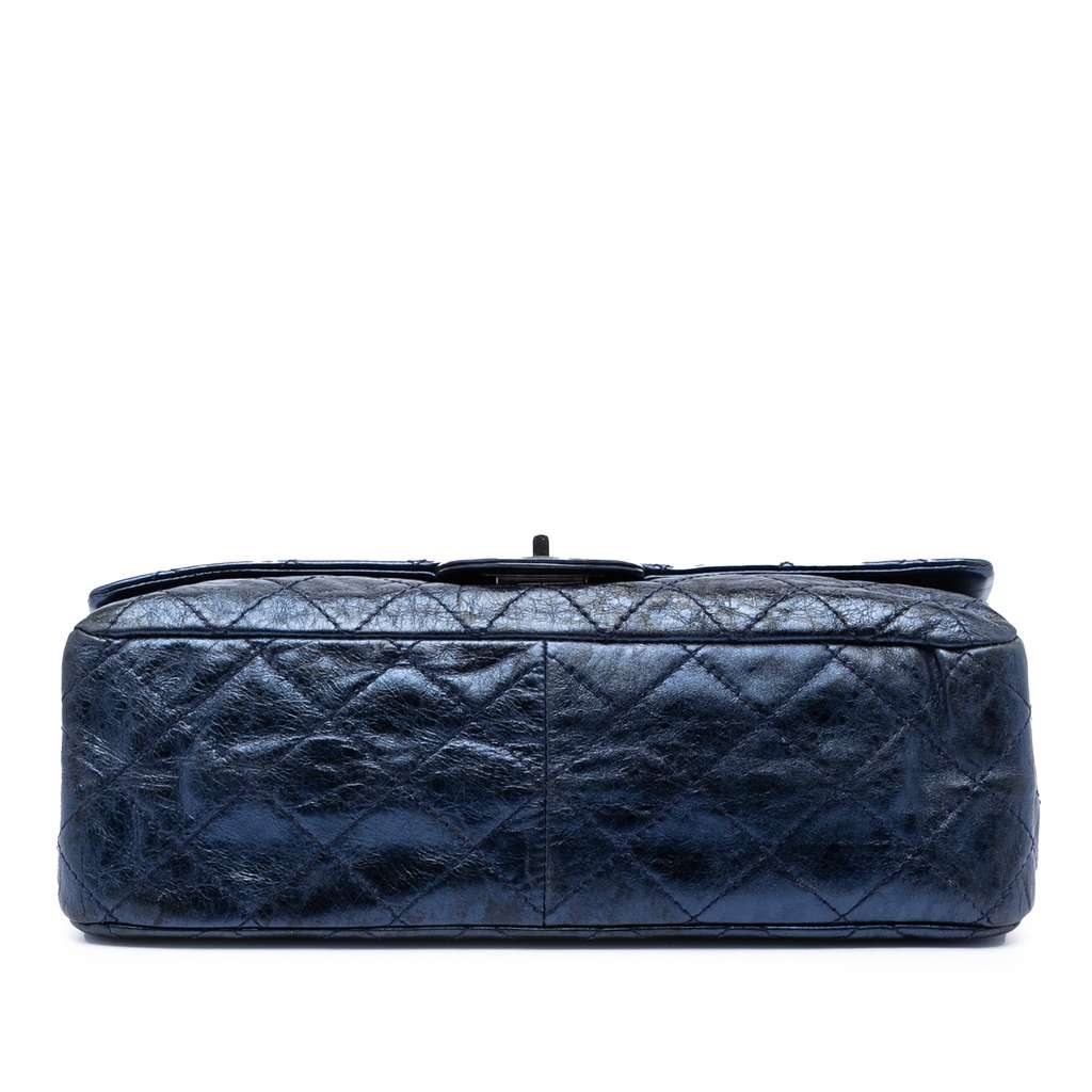 Chanel Metallic Quilted Aged Calfskin Reissue 2.55 Double Flap 227 Blue Leather Good condition - Inside View