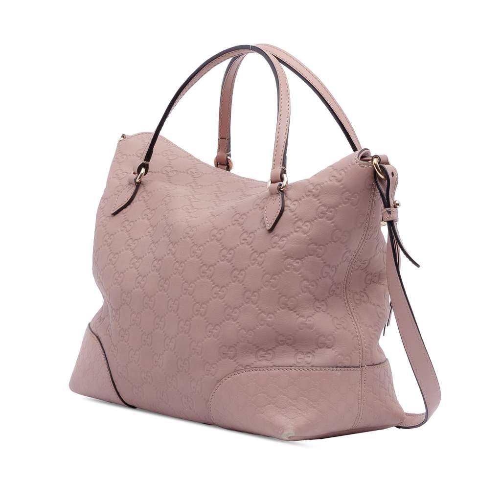Gucci Medium Guccissima Bree Fold Over Tote Pink Leather Good condition - Back View
