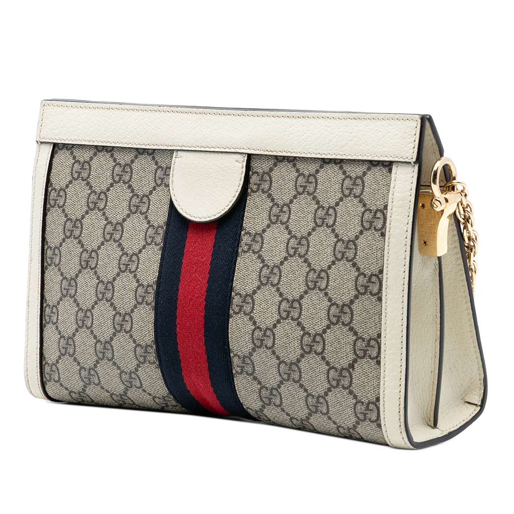 Gucci Small GG Supreme Web Ophidia Chain Crossbody Brown Canvas Good condition - Back View