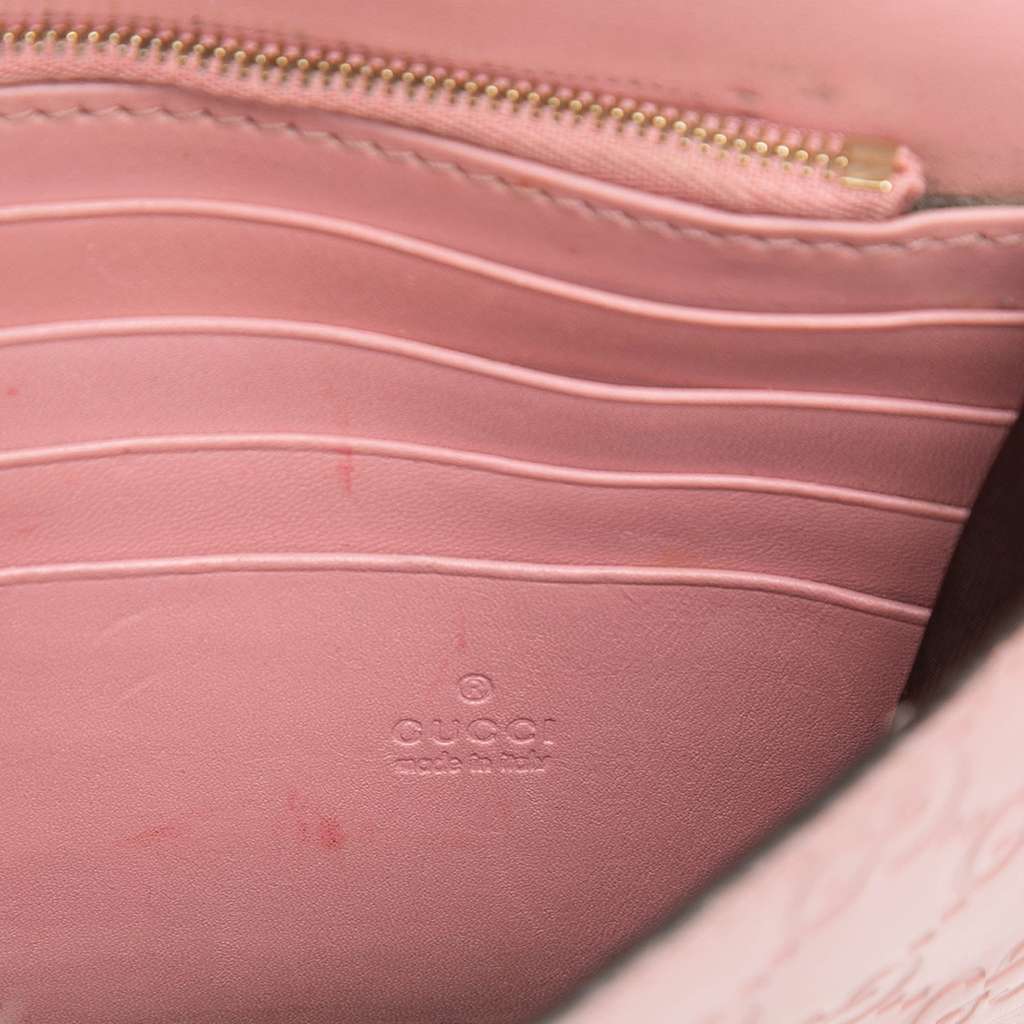 Gucci Guccissima Interlocking G Wallet On Chain Pink Leather Good condition - Box View
