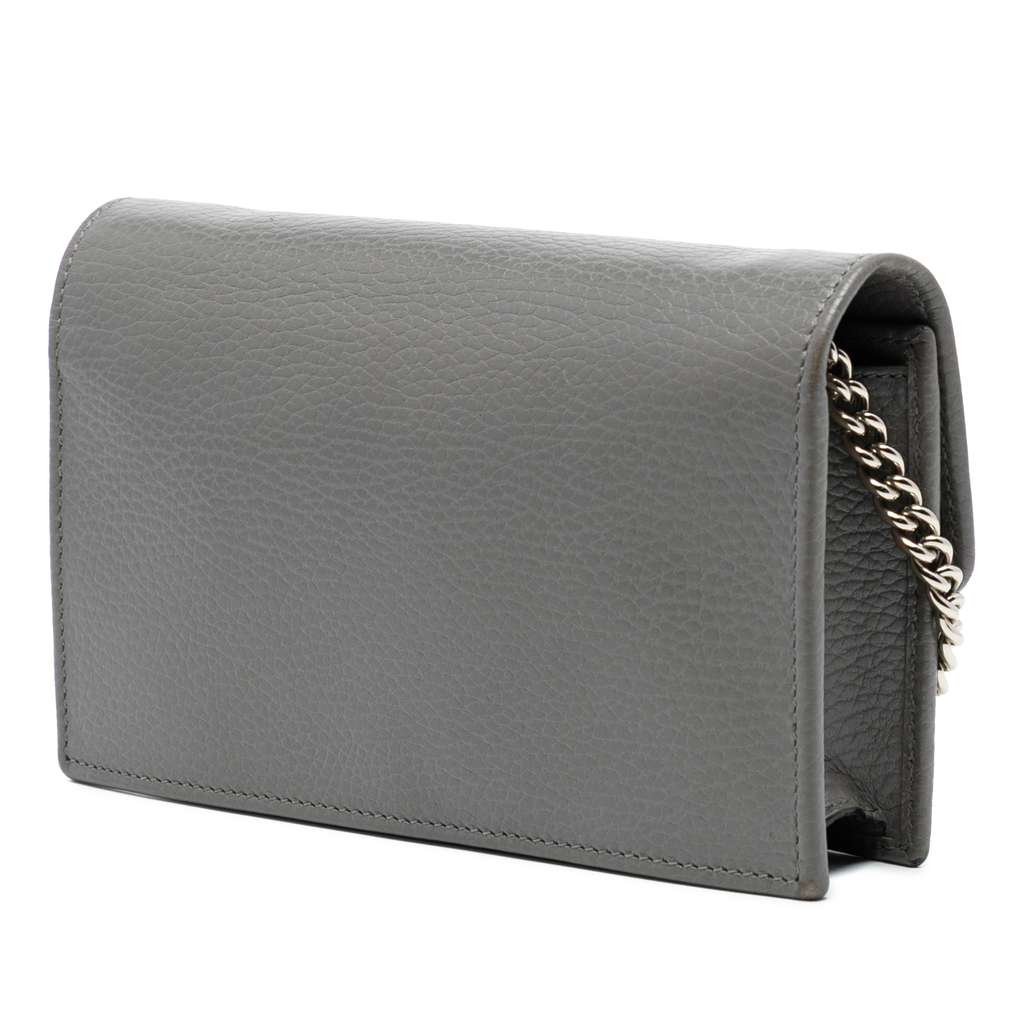 Gucci Interlocking G Dollar Calfskin Wallet on Chain Grey Leather Good condition - Back View