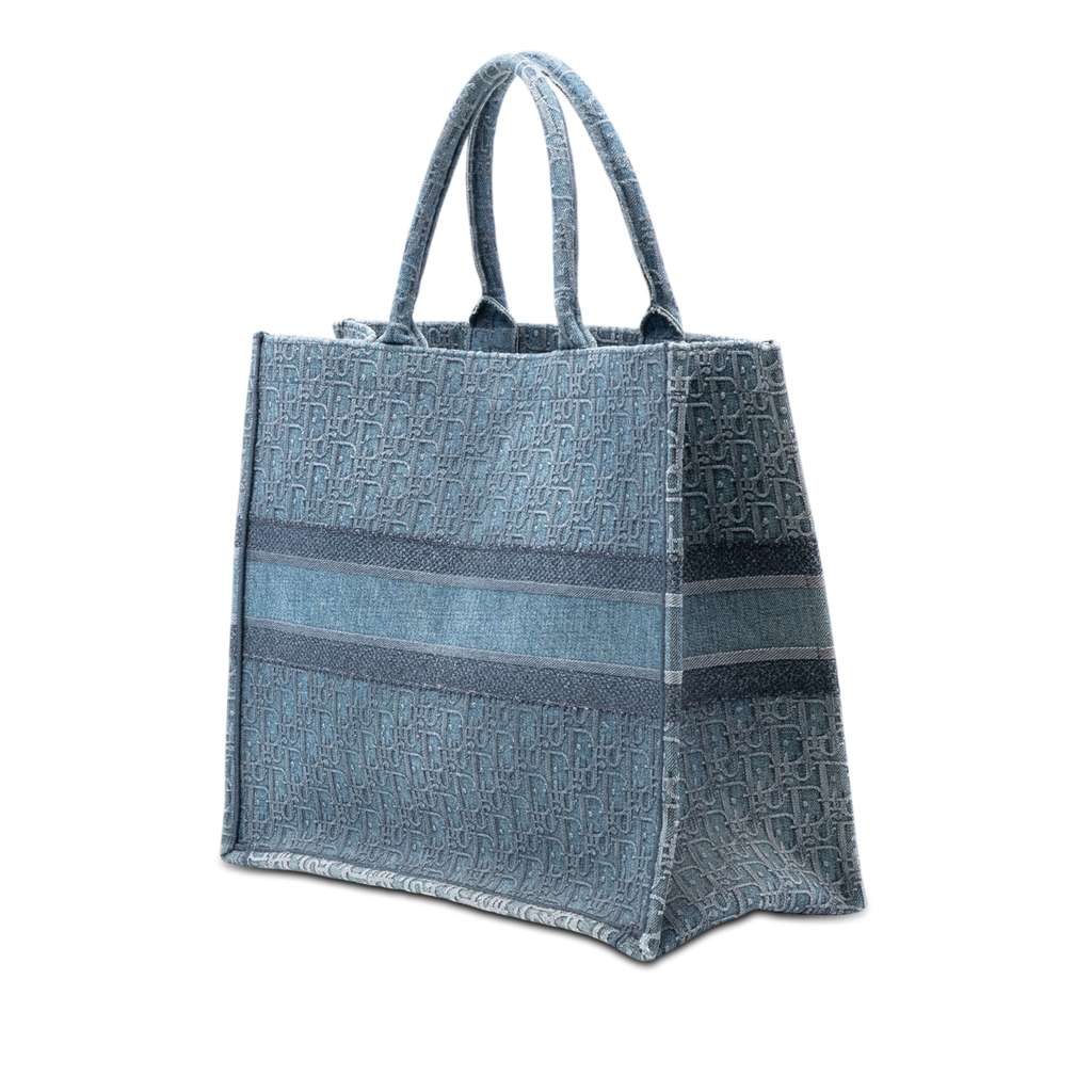 Dior Large Oblique Denim Book Tote Blue Denim Good condition - Back View