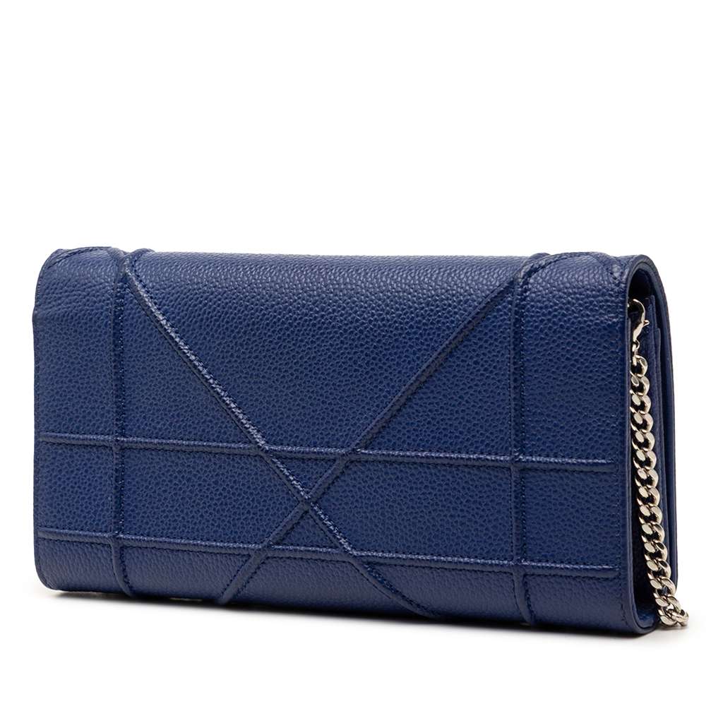 Dior Grained Calfskin Diorama Croisiere Wallet on Chain Blue Leather Good condition - Back View
