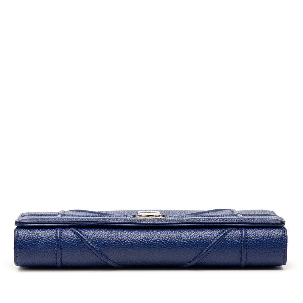 Dior Grained Calfskin Diorama Croisiere Wallet on Chain Blue Leather Good condition - Inside View