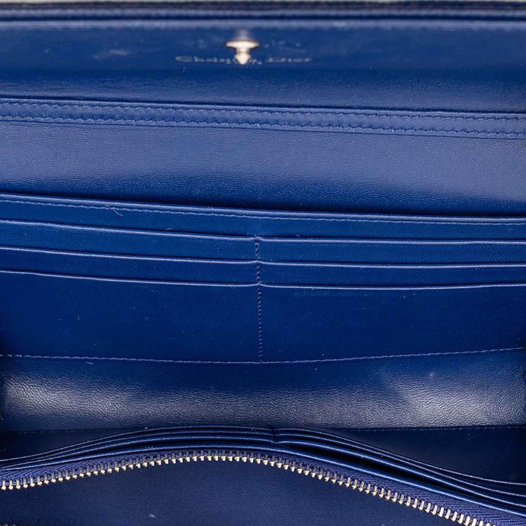 Dior Grained Calfskin Diorama Croisiere Wallet on Chain Blue Leather Good condition - Model View