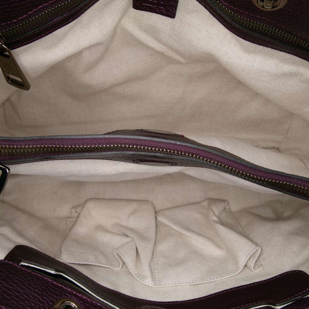 Gucci Medium Calfskin Bamboo Shopper Satchel Purple Leather Good condition - Model View