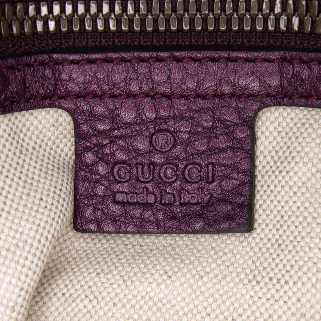 Gucci Medium Calfskin Bamboo Shopper Satchel Purple Leather Good condition - Box View