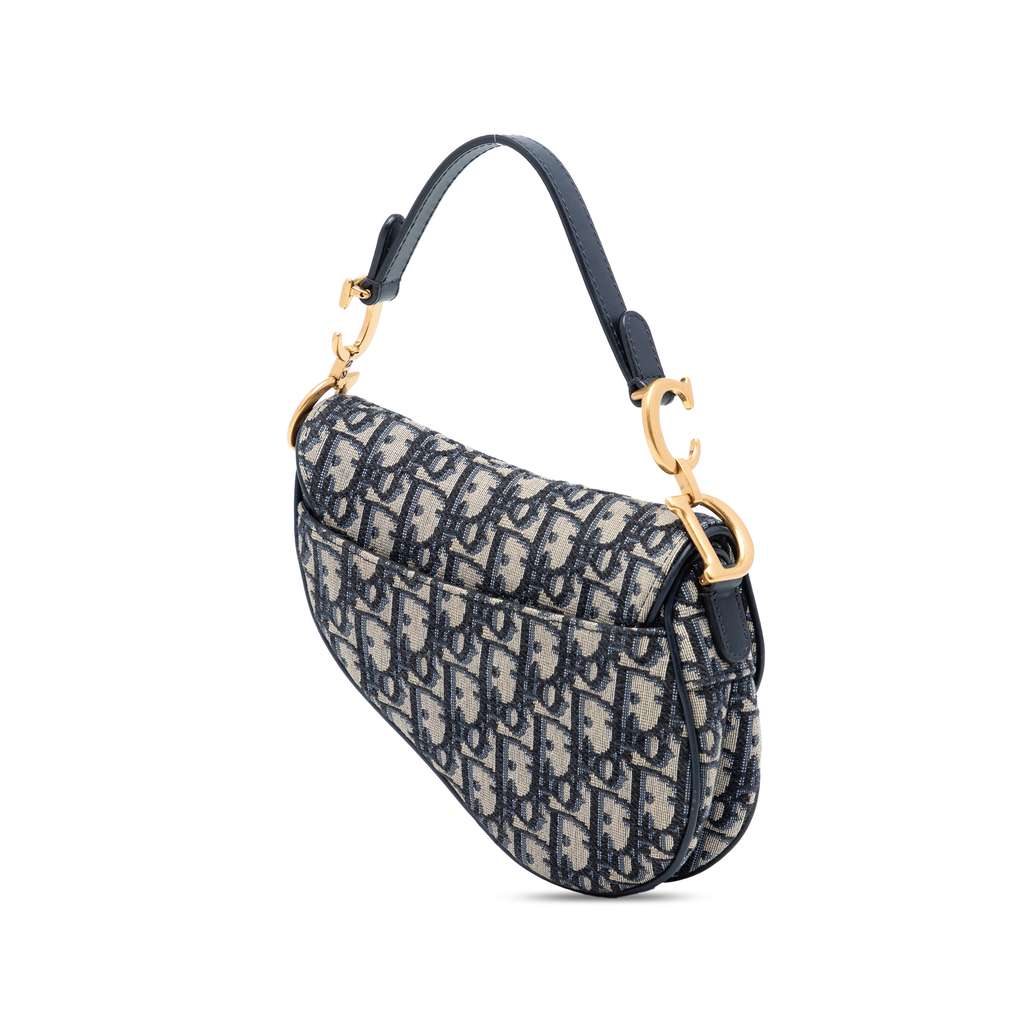 Dior Mini Oblique Canvas Saddle Bag Blue Canvas Good condition - Back View