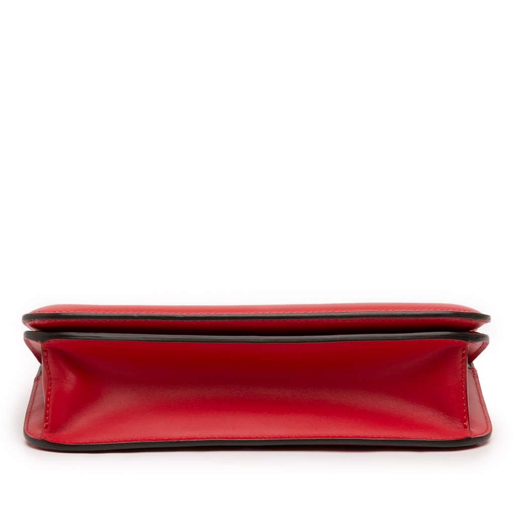 Fendi Calfskin Vitello King Nubuck Pequin Karligraphy Pocket Shoulder Bag Red Leather Good condition - Inside View