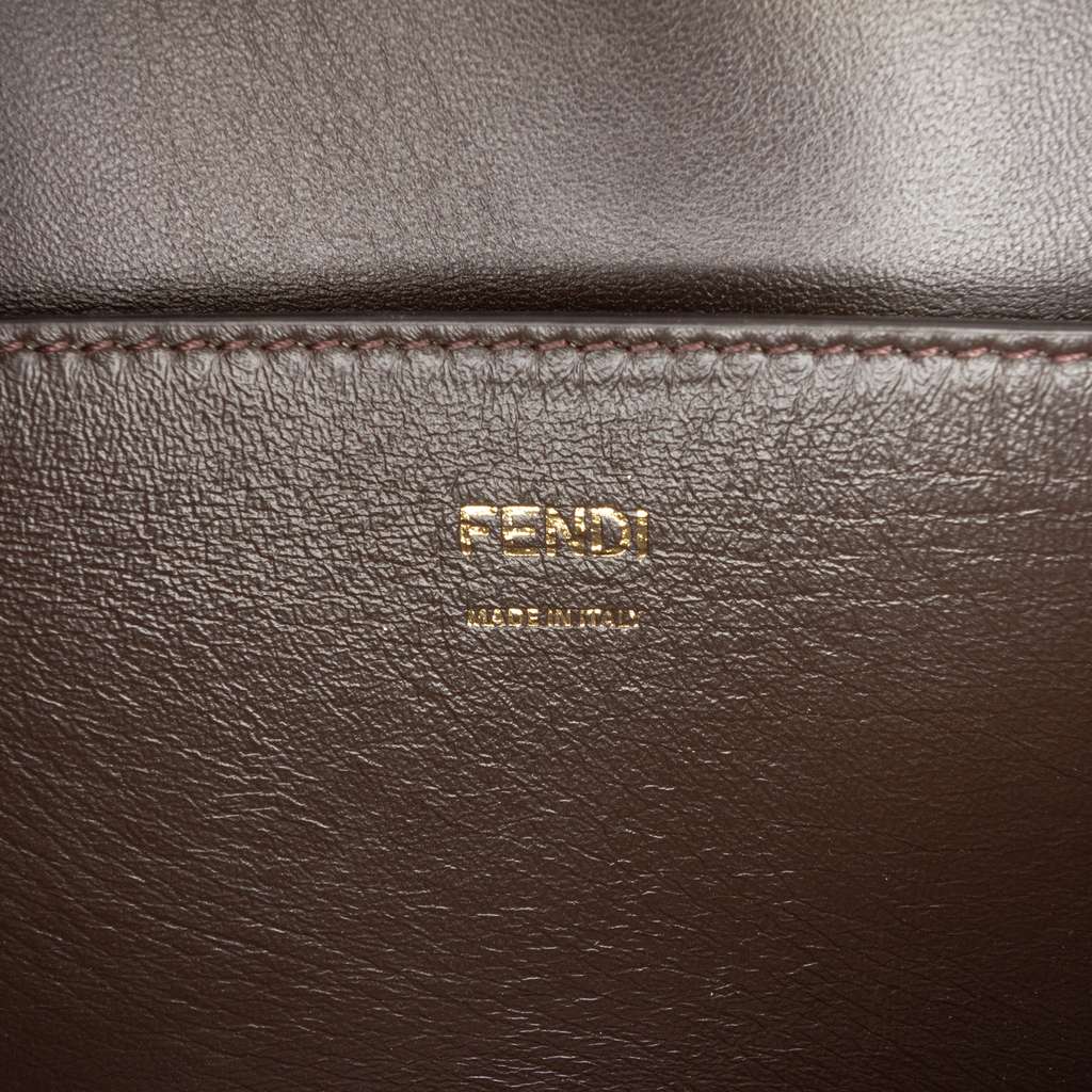 Fendi Calfskin Vitello King Nubuck Pequin Karligraphy Pocket Shoulder Bag Red Leather Good condition - Box View