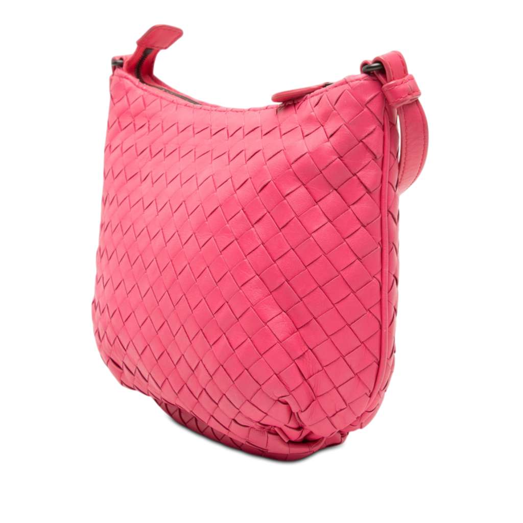 Bottega Veneta Small Nappa Intrecciato Crossbody Pink Leather Good condition - Back View