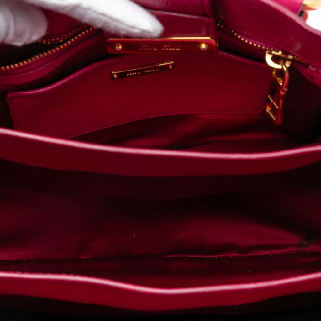 Miu Miu Goatskin Madras Satchel Pink Leather Good condition - Model View