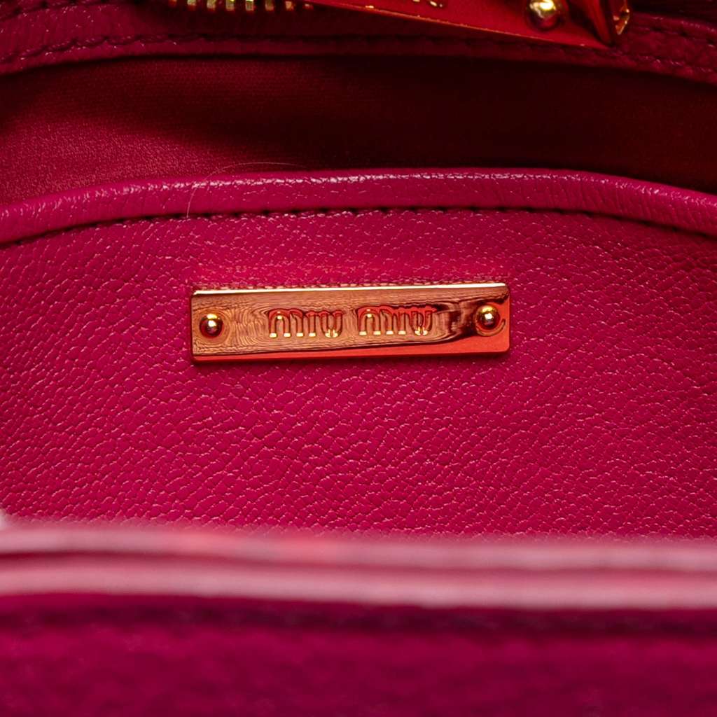 Miu Miu Goatskin Madras Satchel Pink Leather Good condition - Box View