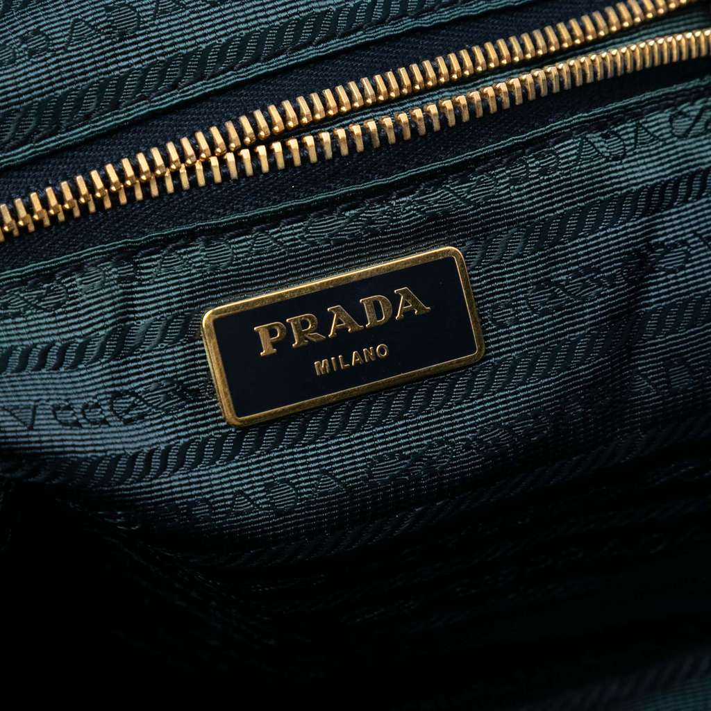 Prada Saffiano Trimmed Tessuto Zip Top Convertible Tote Blue Good condition - Box View