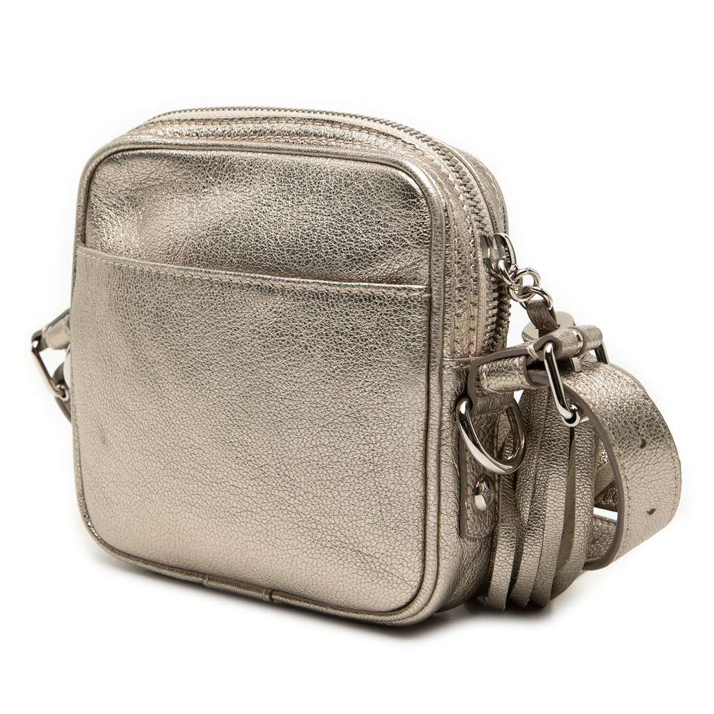 Loewe Mini Metallic Goatskin Anagram Tassel Crossbody Silver Leather Good condition - Back View