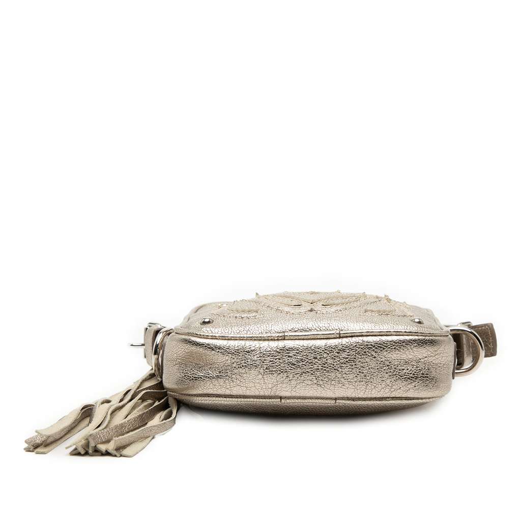 Loewe Mini Metallic Goatskin Anagram Tassel Crossbody Silver Leather Good condition - Inside View