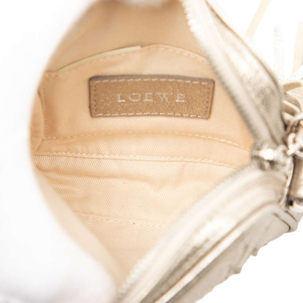 Loewe Mini Metallic Goatskin Anagram Tassel Crossbody Silver Leather Good condition - Model View