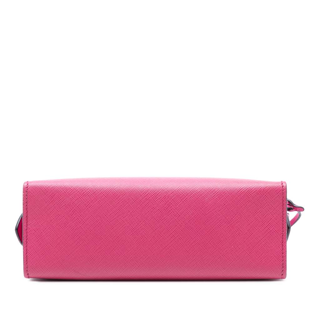 Prada Saffiano and City Calf Esplanade Crossbody Pink Leather Fair condition - Inside View