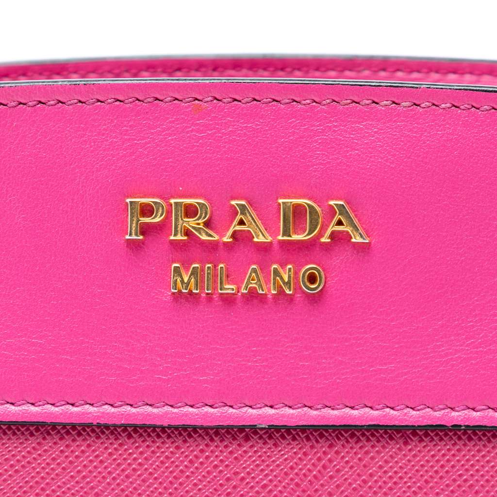 Prada Saffiano and City Calf Esplanade Crossbody Pink Leather Fair condition - Box View