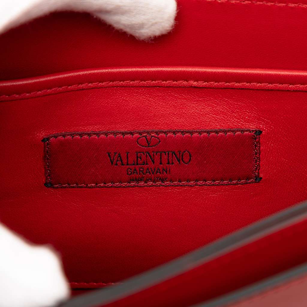 Valentino Leather Rockstud Turnlock Chain Crossbody Red Leather Good condition - Box View