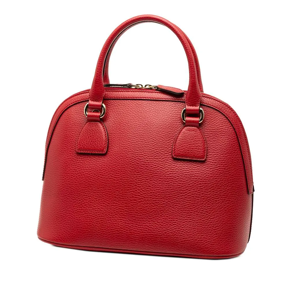 Gucci Small Dollar Calfskin GG Charm Dome Satchel Red Leather Very good - Back View