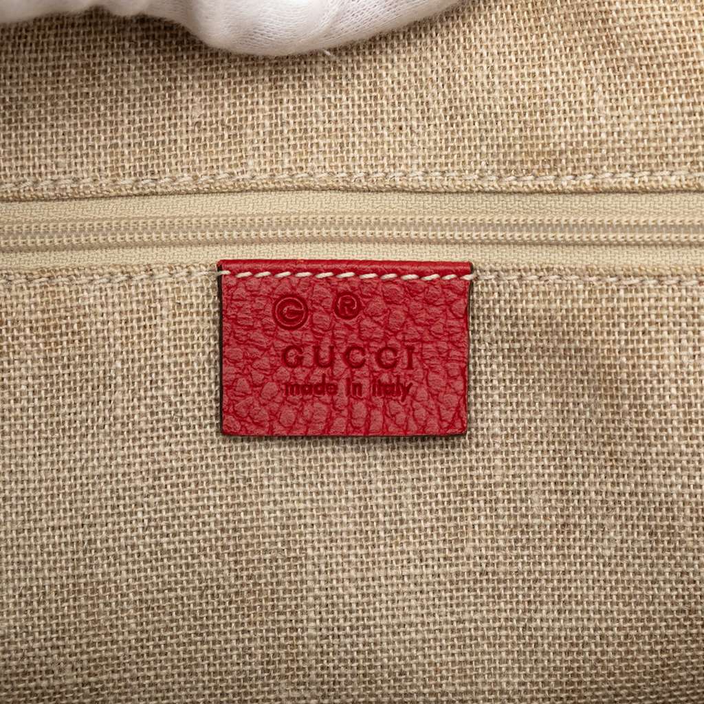 Gucci Small Dollar Calfskin GG Charm Dome Satchel Red Leather Good condition - Box View