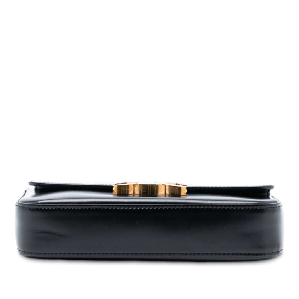 Celine Shiny Calfskin Claude Chain Shoulder Bag Black Leather Good condition - Inside View