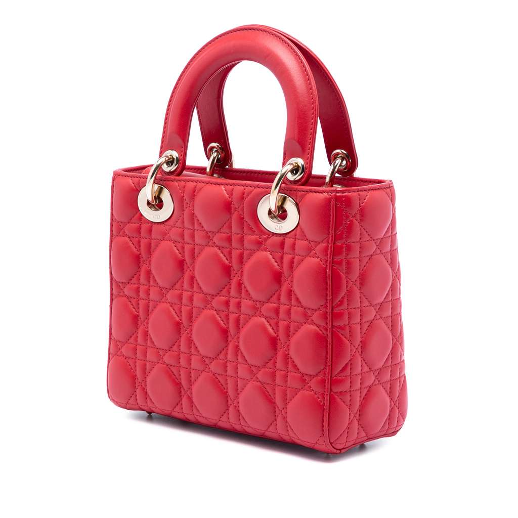 Dior Small Lambskin Cannage MyABCDior Lady Dior Red Leather Good condition - Back View