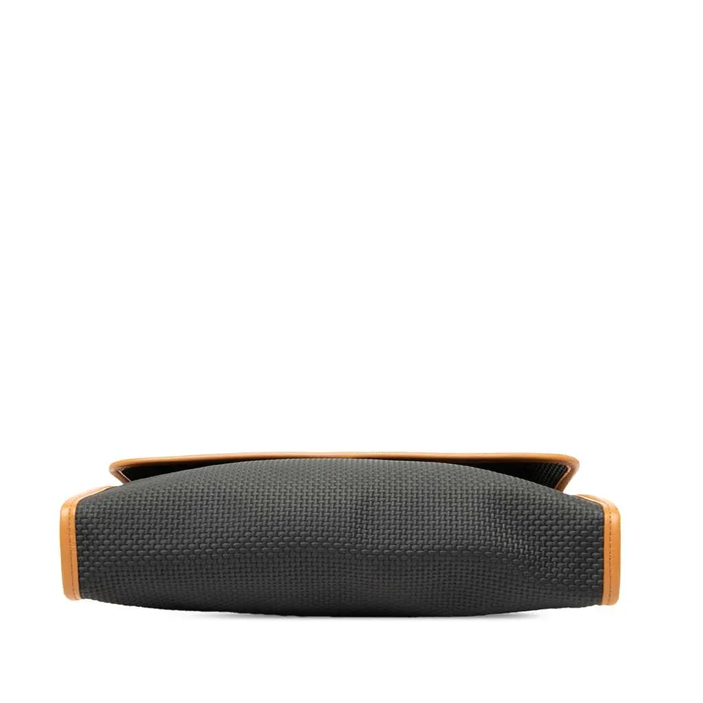 Saint Laurent Leather Trimmed Coated Canvas Clutch Black Canvas Very good - Inside View