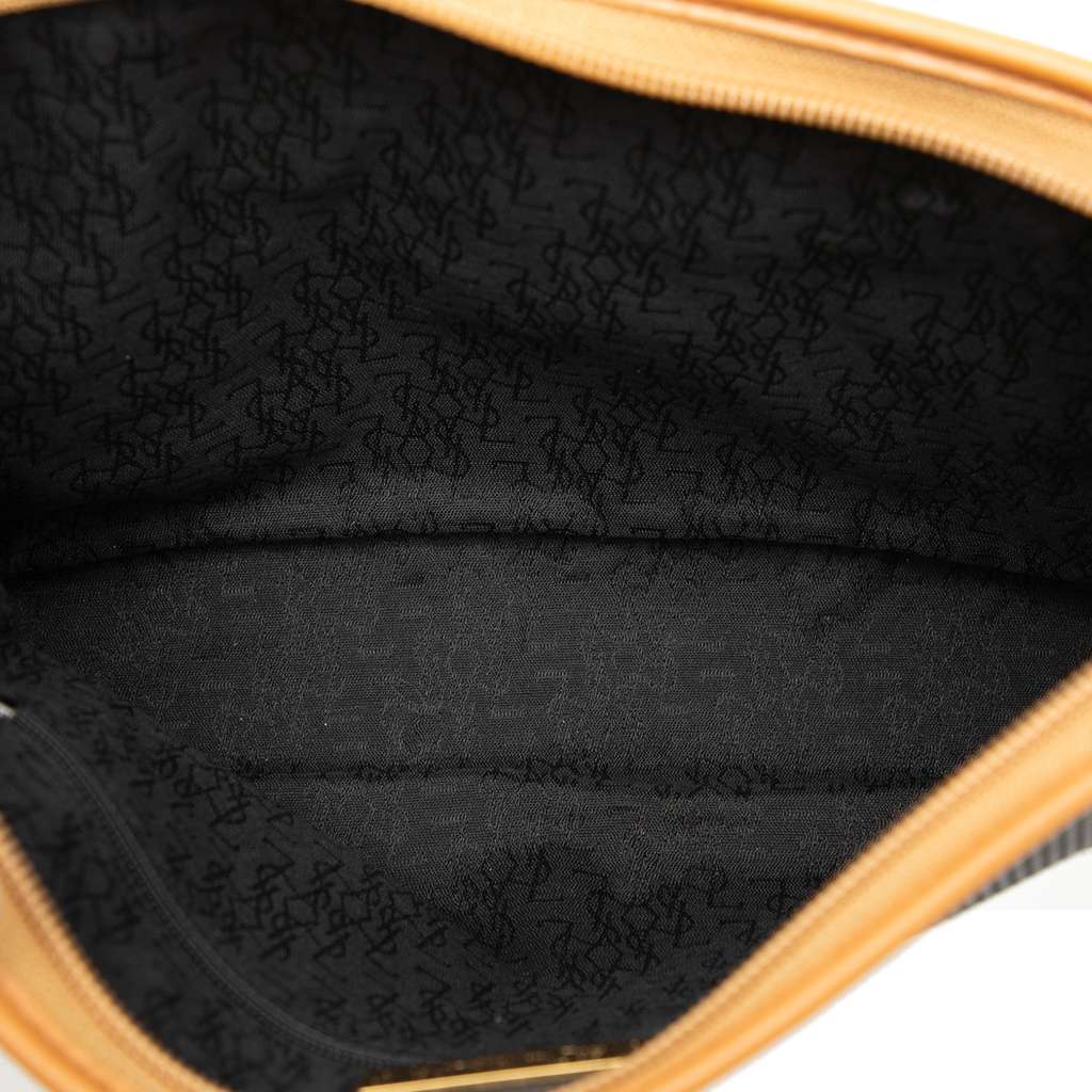 Saint Laurent Leather Trimmed Coated Canvas Clutch Black Canvas Good condition - Model View